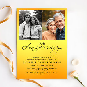 Golden Wedding Anniversary Then And Now Two Photo Invitation