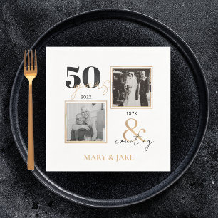Golden Wedding Anniversary Then & Now 50 years Napkin