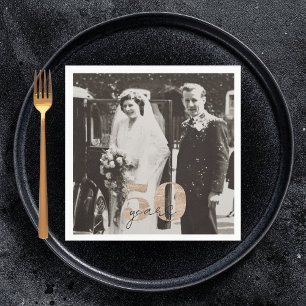 Golden Wedding Anniversary Then & Now 50 years Napkin