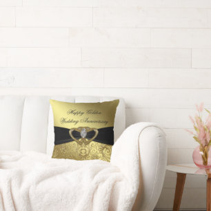 Golden Wedding Anniversary Throw Pillow