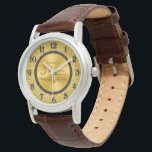 Golden Wedding Anniversary Watch<br><div class="desc">A Digitalbcon Images Design featuring a gold and black colour theme with a variety of custom images, shapes, patterns, styles and fonts in this one-of-a-kind "50th Wedding Anniversary" Watch. This elegant and attractive design comes with a 50th Wedding Anniversary Greeting and Bold Black Watch face numbers to mark the hour...</div>