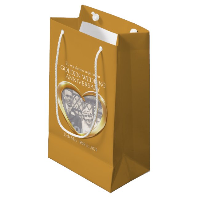 Golden wedding anniversary wife gift bag (Front Angled)