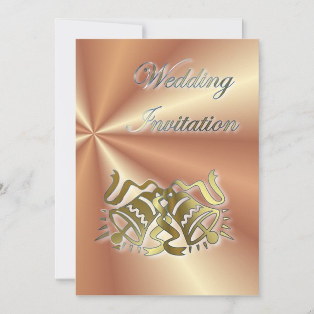 Golden Wedding Bells Wedding Invitation (Front)