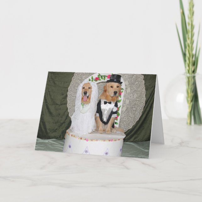 Golden Wedding Couple Atop the Cake Card (Front)