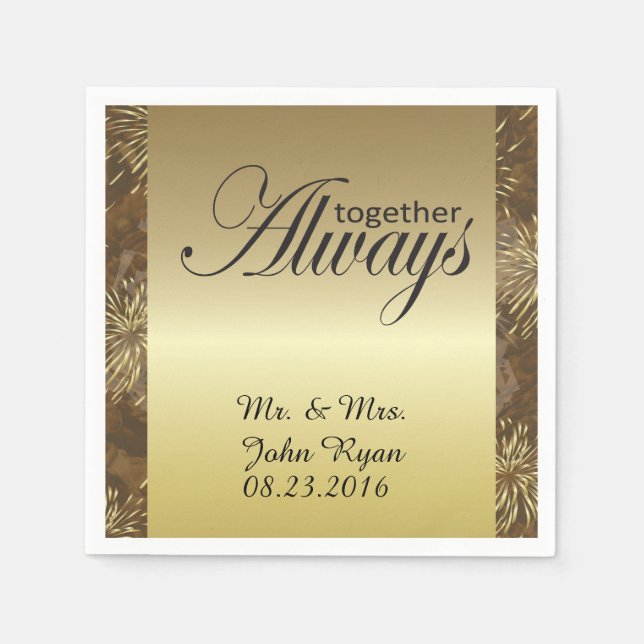 Golden Wedding Fireworks Napkin (Front)