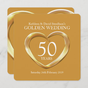 Golden wedding heart 50 years gold party invite