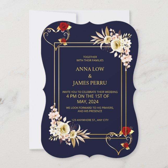 Golden wedding invitation card (Front)