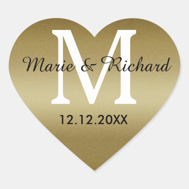 Golden Wedding Monogram Seals heart (Front)
