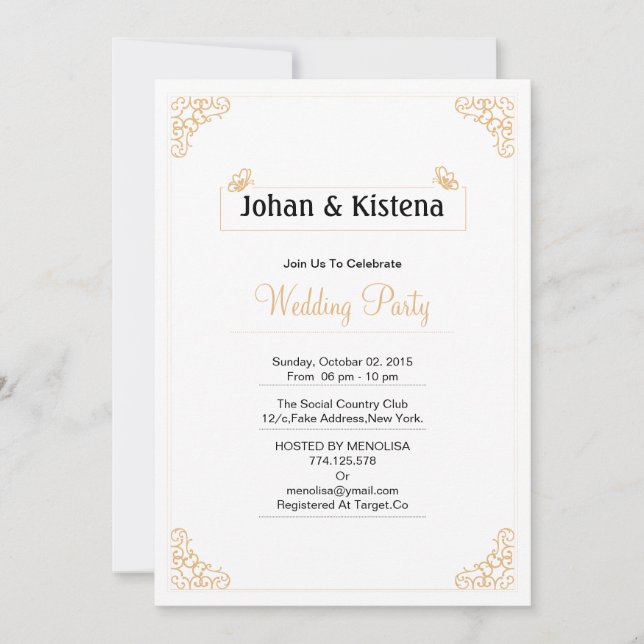Golden Wedding party invitation (Front)