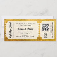 Golden wedding Party Ticket Invitation