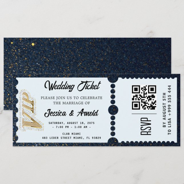Golden wedding Party Ticket Invitation (Front/Back)
