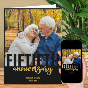 Golden Wedding Photo Modern 50th Anniversary Card