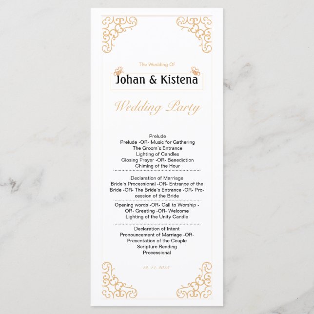 Golden Wedding Program Programme (Front)