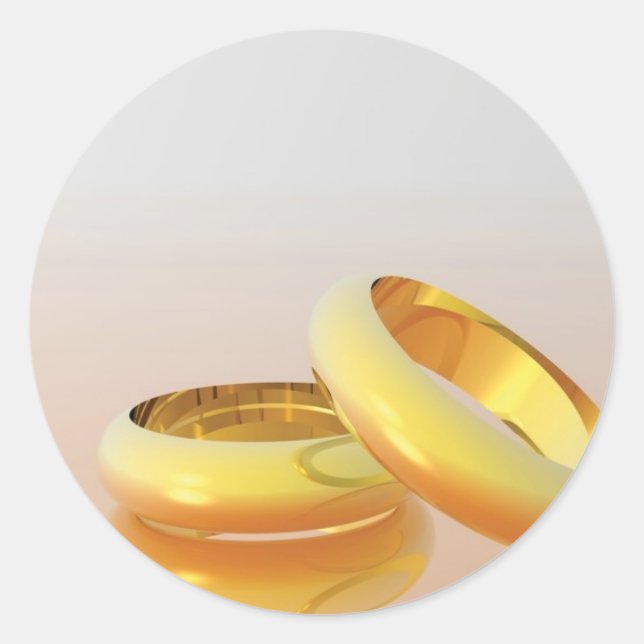Golden Wedding Rings Classic Round Sticker (Front)