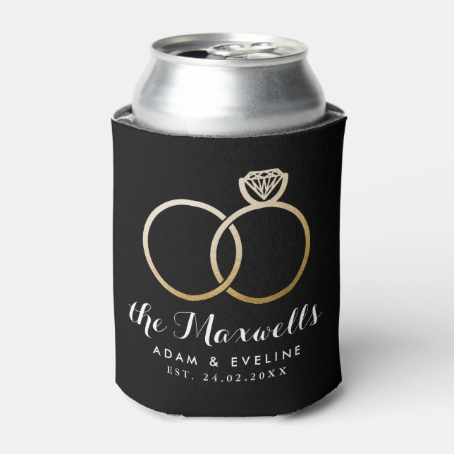 Golden Wedding Rings Favour Can Cooler (Can Front)