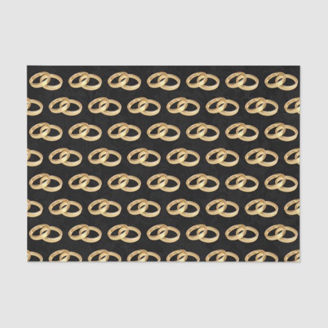 Golden Wedding Rings Joined Together Tissue Paper (Front)