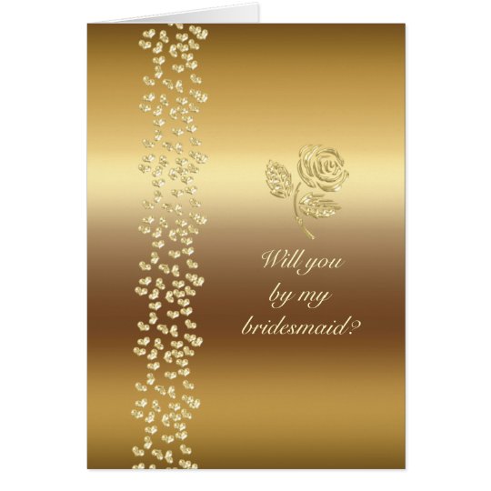 Golden Wedding roses and hearts Card
