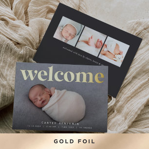 Golden Welcome Foil Birth Announcement