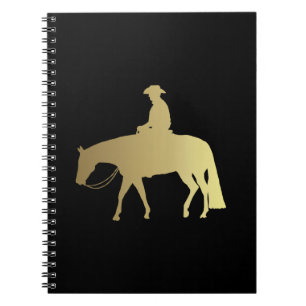 Golden Western Pleasure Horse on Black Notebook
