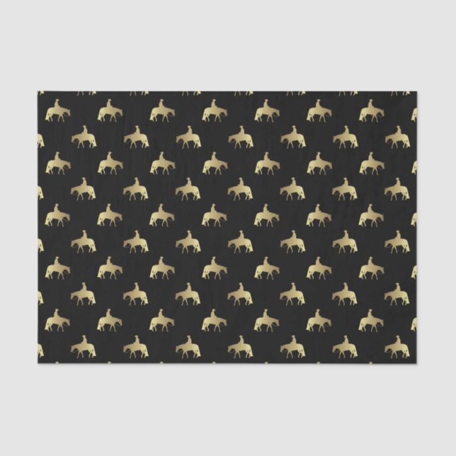 Golden Western Pleasure Horses on Black Tissue Paper (Front)