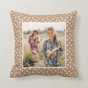 Golden Wheat and White Dots Photo Cushion
