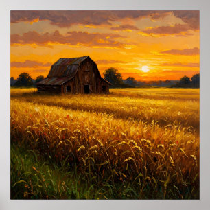 Golden Wheat Field-Rustic Farmhouse  Poster
