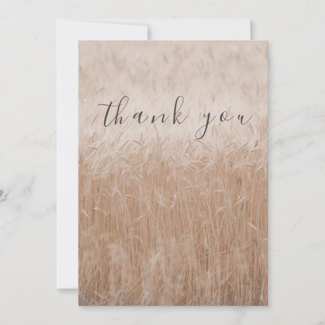 Golden Wheat Field Whimsical Flat Thank You Card (Front)