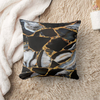 Golden white and black marble  cushion