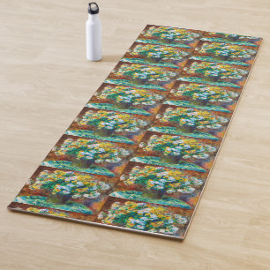 Golden & White Floral Bouquet Impressionist Art Yoga Mat