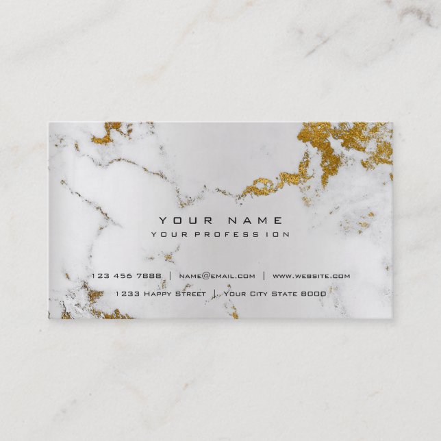 Golden White Gray Marble Vip Pearly Silver Business Card (Front)