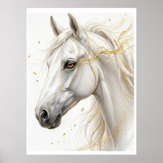 Golden White Horse – Luxurious Equine Art | Poster