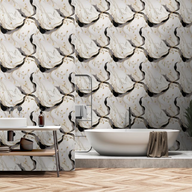 Golden White Marble Wallpaper (Bathroom)