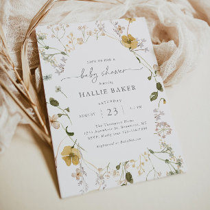 Golden Wildflower Baby Shower Invitation