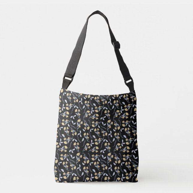 Golden Wildflower on Black Crossbody Bag (Front)