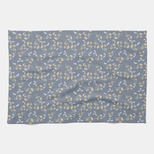 Golden Wildflower on Slate Tea Towel (Horizontal)