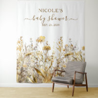 Golden Wildflowers Fall Baby Shower Backdrop