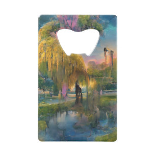 Golden Willow tree at sunset by the pond