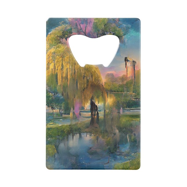 Golden Willow tree at sunset by the pond    (Front)