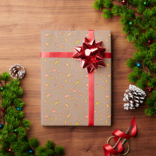 Golden Windfall Brown on Fawn Wrapping Paper