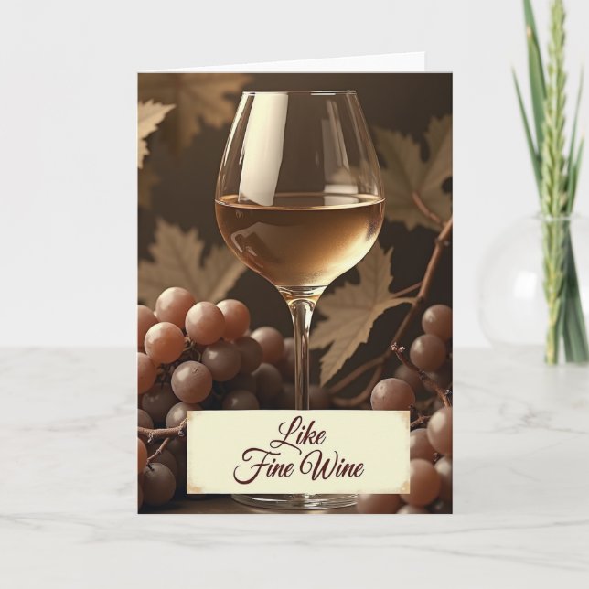 Golden Wine Birthday Card (Front)