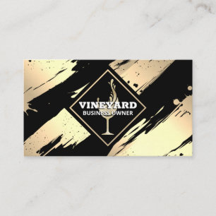 Golden Wine Glass   Gold Brushed Business Card