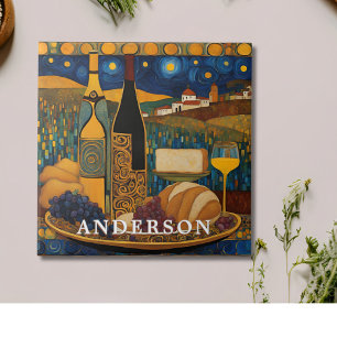 Golden Wine Glass Still Life  Tile