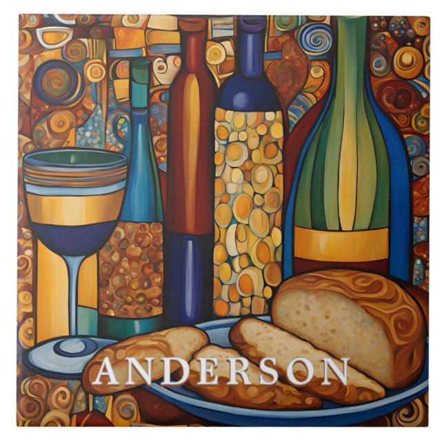 Golden Wine Glass Still Life  Tile (Front)