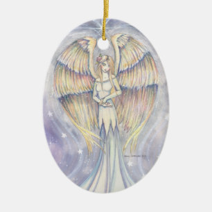 Golden Wing Angel Fantasy Art Ceramic Tree Decoration