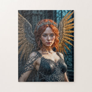 Golden Winged Dark Angel Queen Jigsaw Puzzle