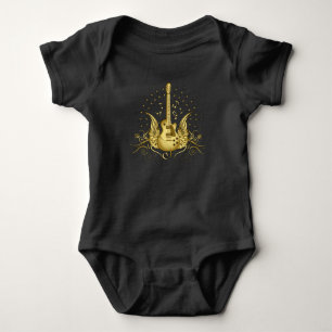 Golden Winged Guitar Baby Bodysuit