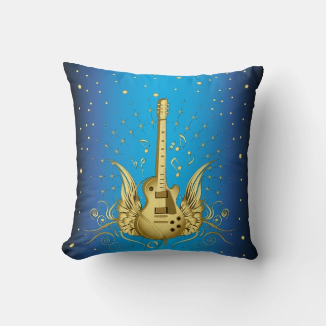 Golden Winged Guitar Cushion (Front)