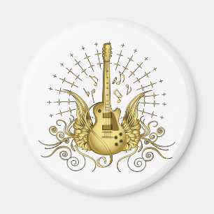 Golden Winged Guitar Magnet