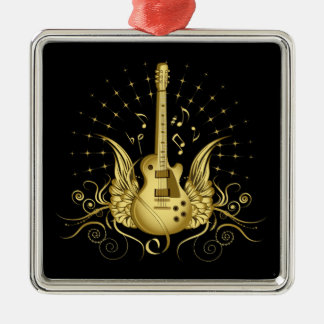 Golden Winged Guitar Metal Tree Decoration