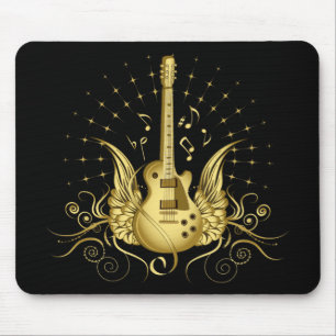 Golden Winged Guitar Mouse Mat